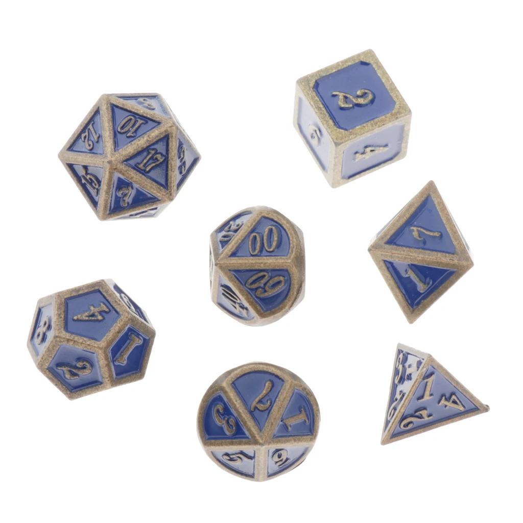 

14 Pcs Polyhedral Metal Dice for D&D Scale DnD Pathfinder RPG Board Games