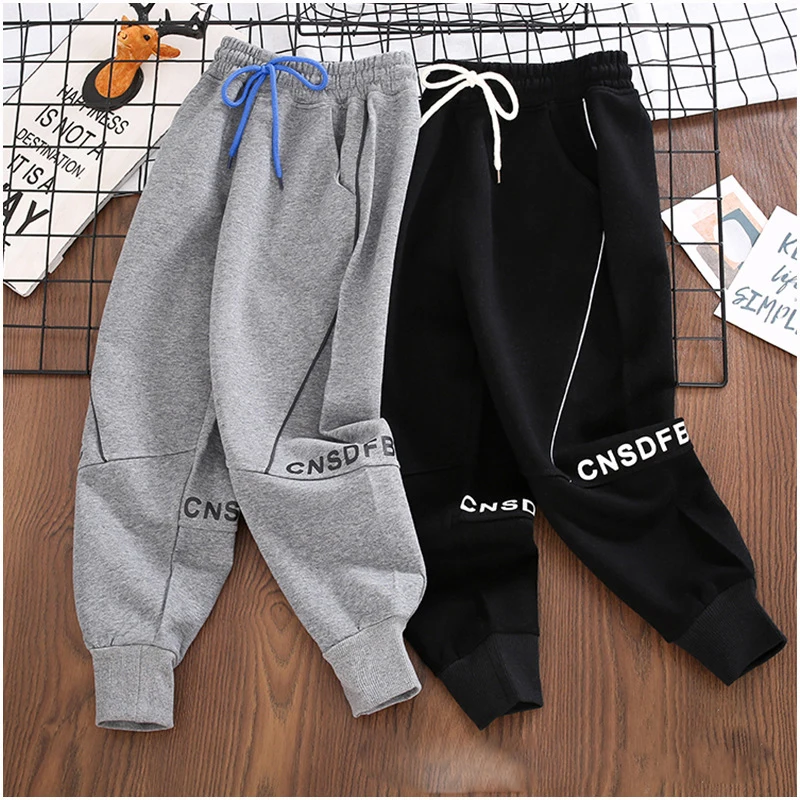 

3-17 Year Boys Trousers Autumn Casual Pants Alphabet Reflective Handsome Teenagers Sports Pants