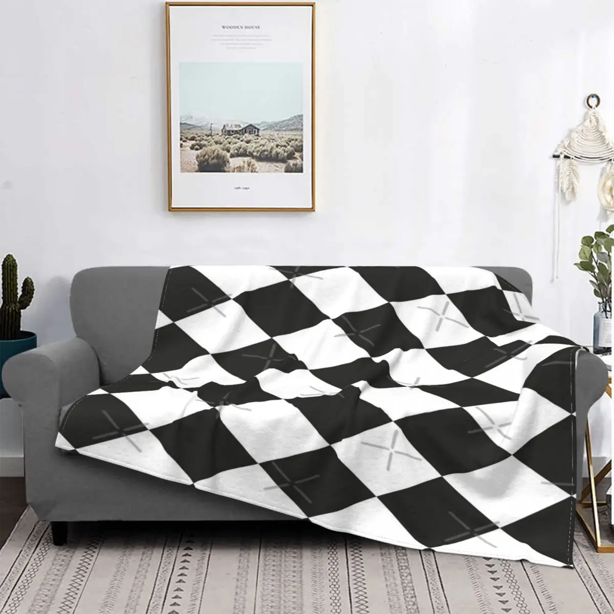 

Manta de ajedrez para cama, manta a cuadros para sofá, pickick