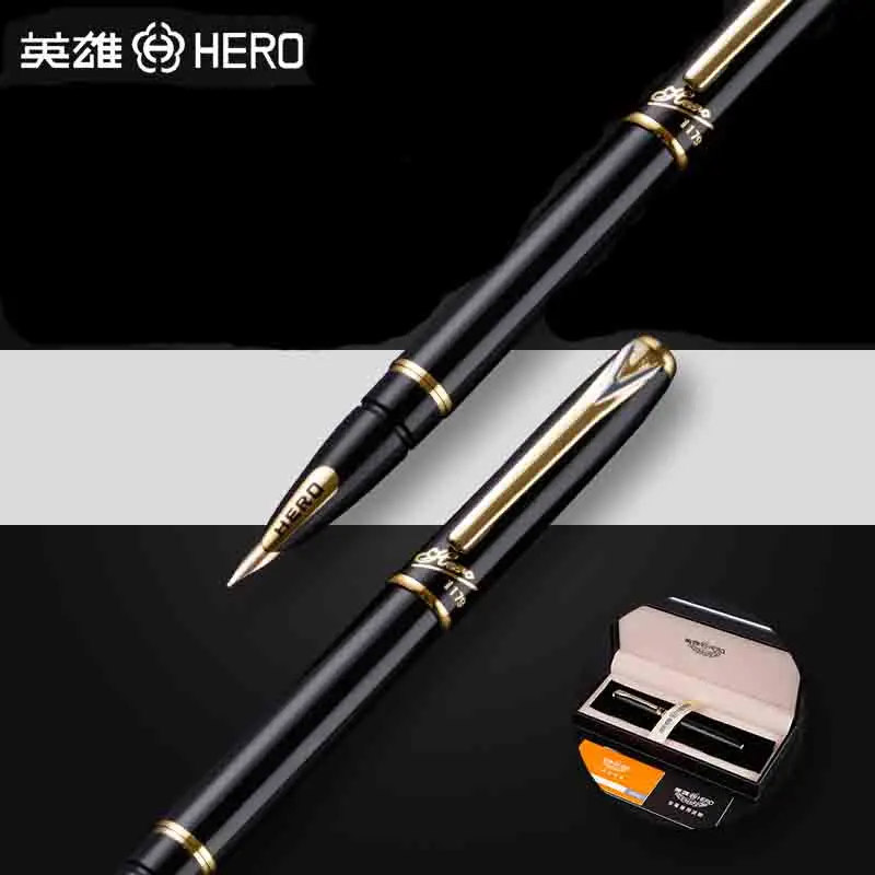 HERO 1179 Luxury 10K Golden Nib Fountain Pen 0.5mm High Quality Business Gift Pens with Original Gift Case Office Supplies