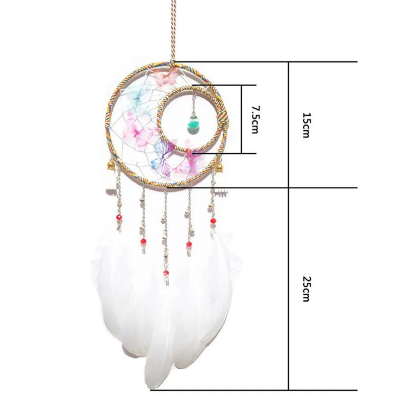 

LED Lighting Dream Catcher Girls Dreamlike Feather Bedroom Romantic Dreamcatcher Home Bedside Wall Hanging Party Wedding Decors