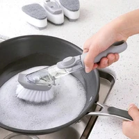 cleaning brush with detachable head detergent dispenser sponge brush dish bowl pot washing brush kitchen cleaning tools