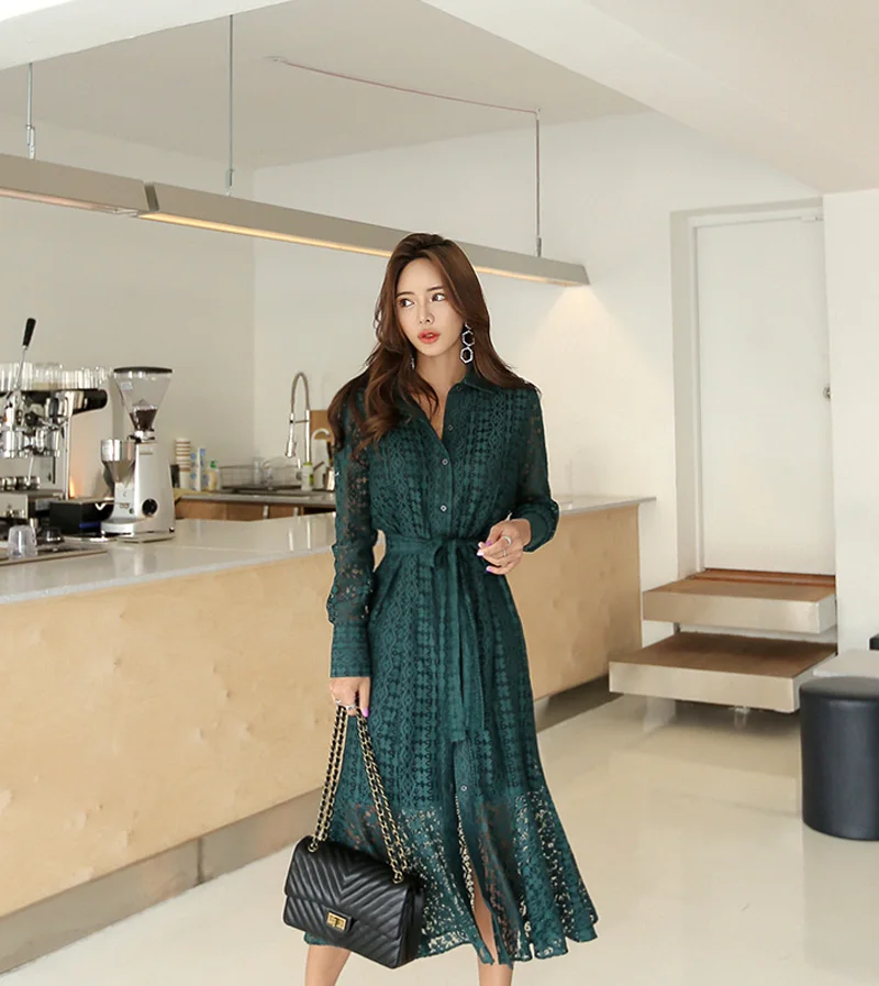 Женское ажурное длинное платье с поясом офисное однобортное элегантное Русалка