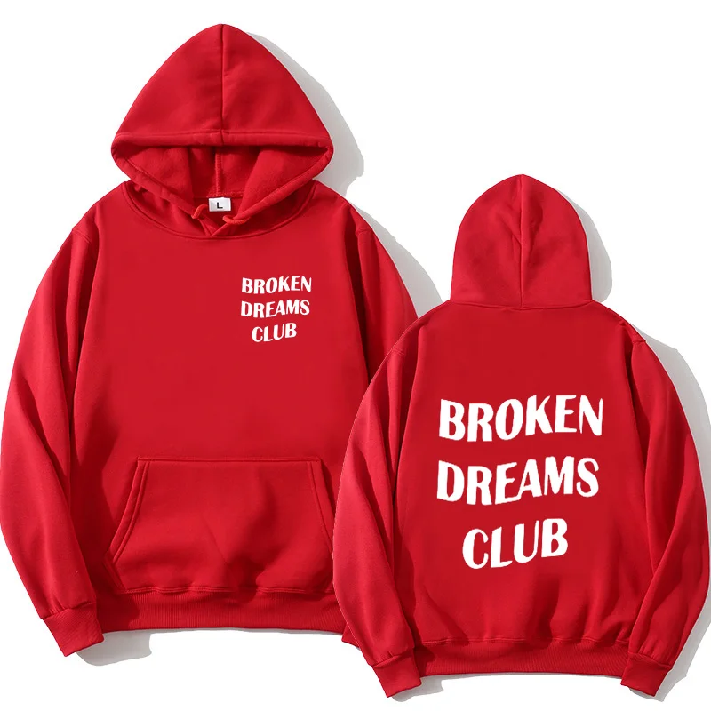 

Harajuku BROKEN DREAM CLUB Letter Print Hooded Sweatshirt Fall/Winter 2020 Women's Men's Unisex Hoodie Black Fall/Winter Hoodie