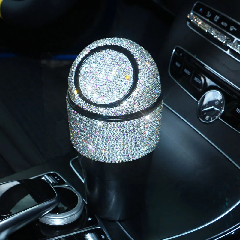 

Crystal Diamond Car Trash Can Auto Organizer Storage Bag Car Garbage Bin Ashtray Dust Case Holder Auto Accessories