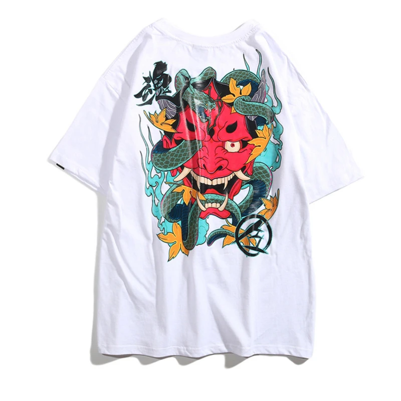 

Hip Hop Streetwear Fashion Casual Round Neck T Shirt Tees Youth Men Ghost Printing Harajuku Clothes Unique Cool T-Shirt