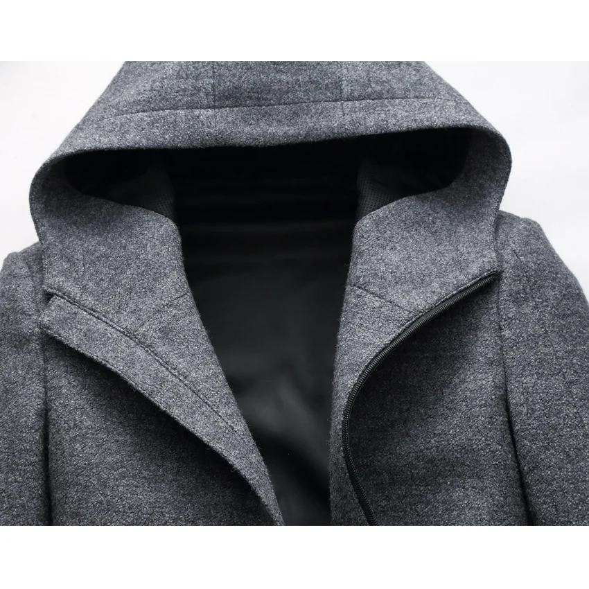 Брендовая мужская зимняя повседневная с капюшоном шляпа шерстяное пальто