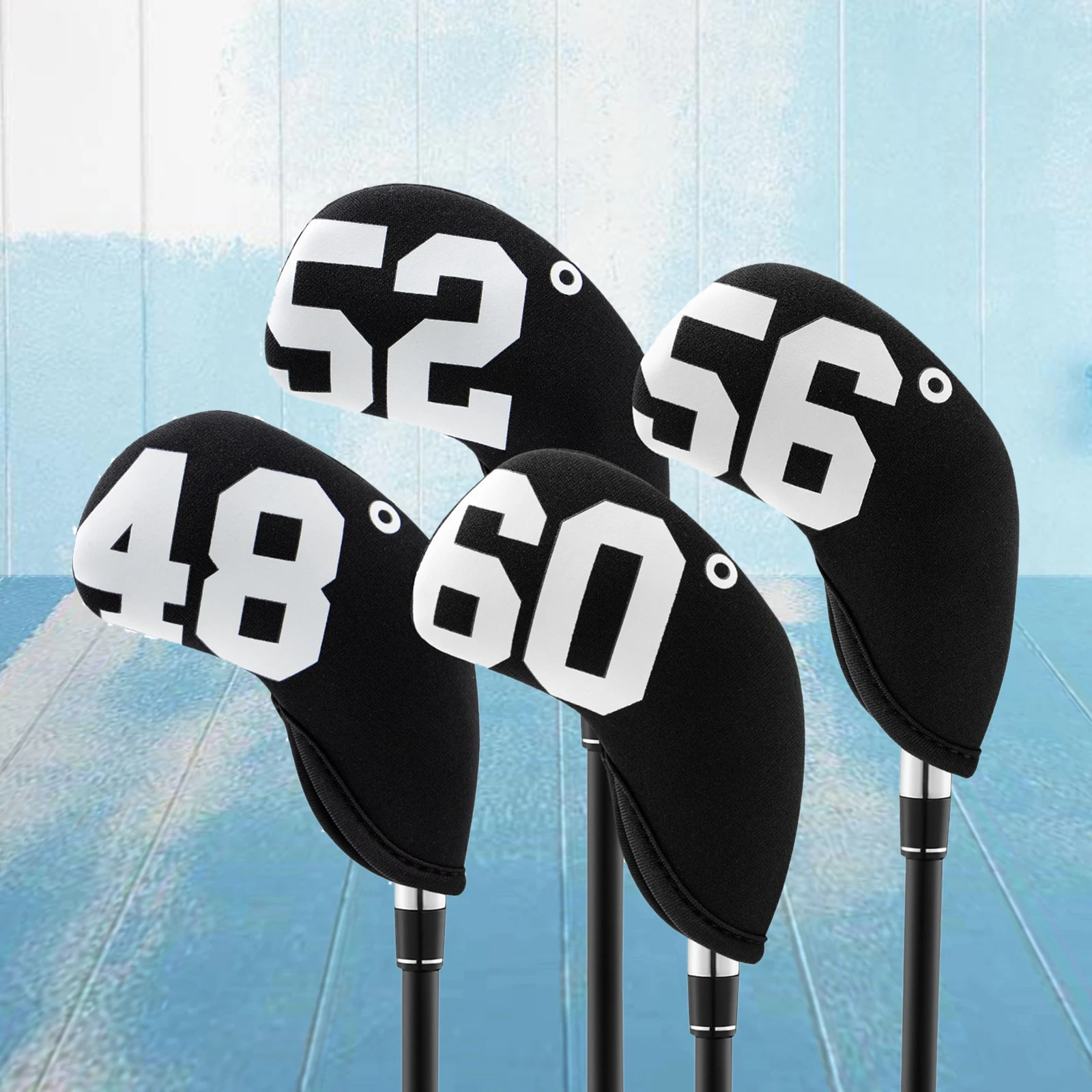 

4Pcs Golf Iron Headcover Neoprene Club Covers Wedges With Degree Protector