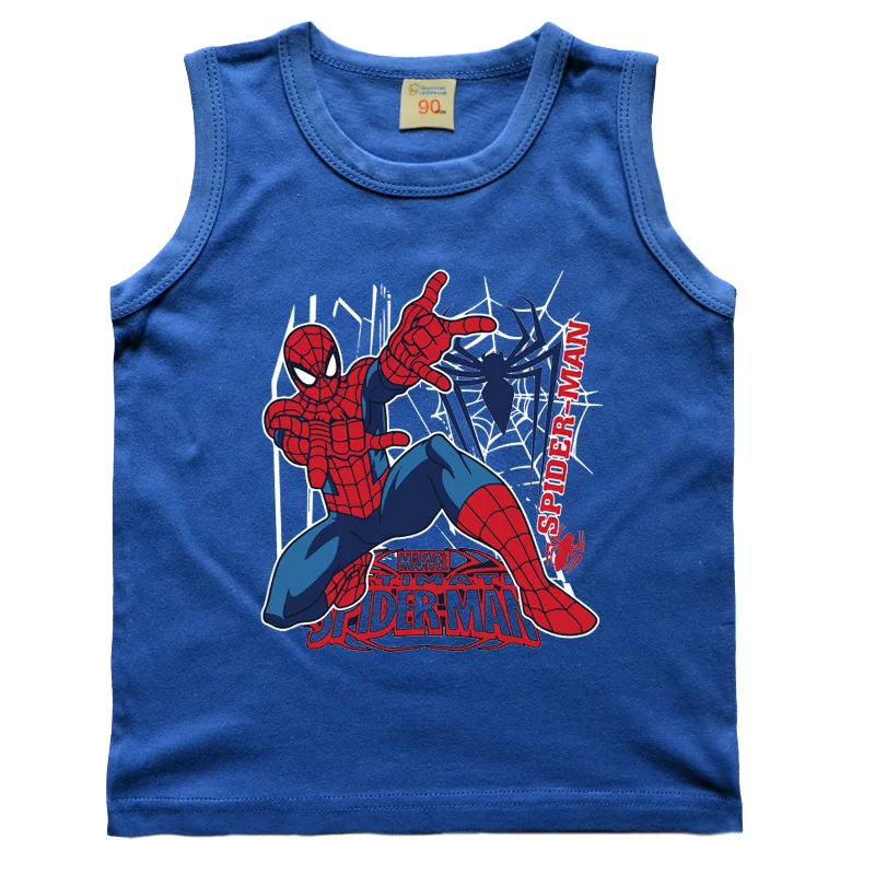 Лето 2021 одежда Marvel для мальчиков футболка человека паука Детская с короткими