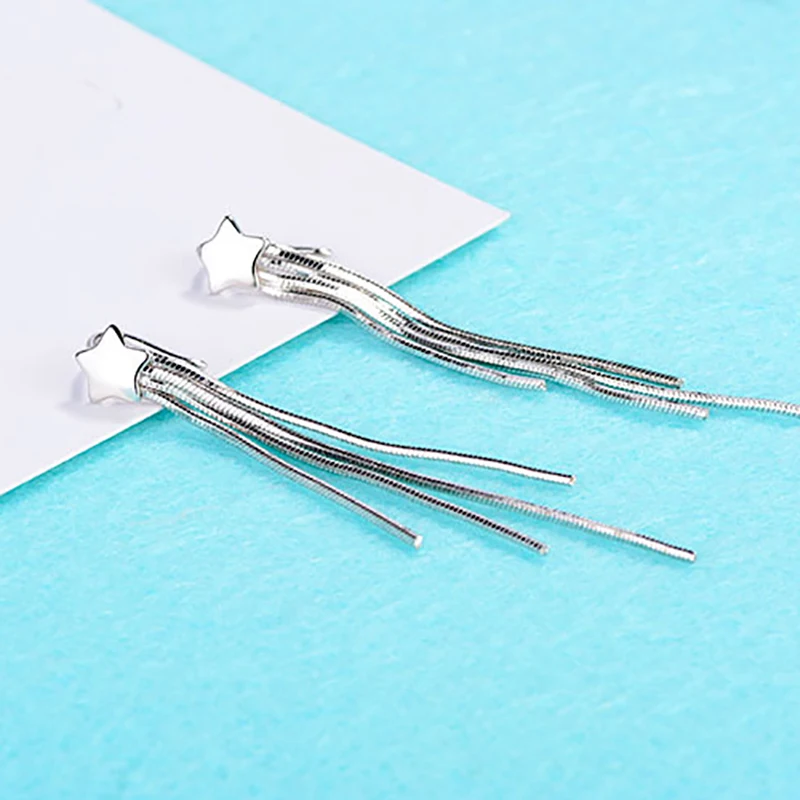 Элегантные длинные висячие серьги в этническом стиле со звездами из