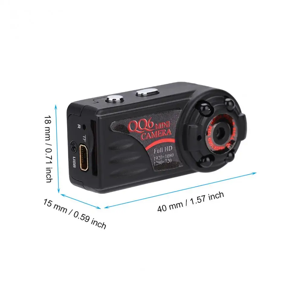 Full HD 1080P Mini DV QQ6 HD 12 МП Спортивная мини DV камера широкоугольная камера с ИК ночного видения Montion Dection мини-камера