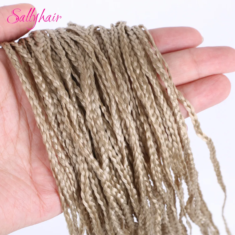 Sallyhair, Zizi, косички, вязанные крючком, коробка, косички, цветные синтетические волосы для наращивания, жук, серый блонд, вязанные волосы, 48 прядей/упаковка - Цвет: 24