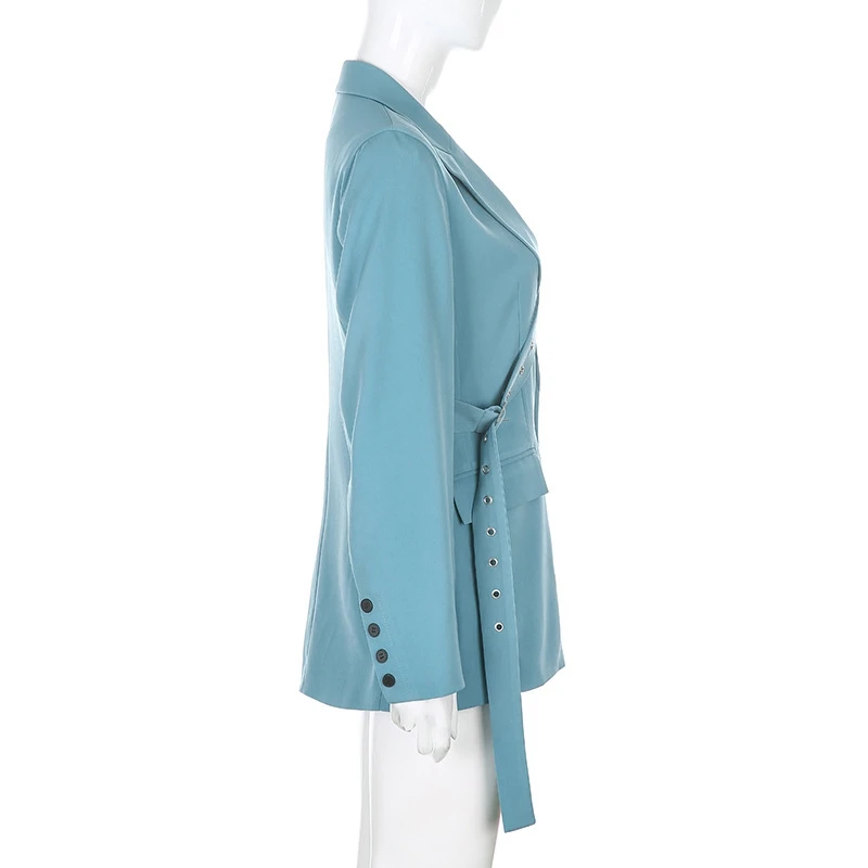 

Fashion Korean Solid Long Basic Jacket Buttons Loose Elegant Autumn Winter Coat Female Jackets with Belt Outwear 2020