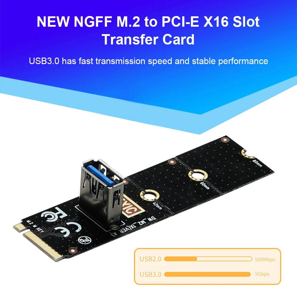 

M.2 NGFF to USB3.0 Port Transfer Card Fully Compatible 5Gbps M2 M Key to PCI Express X16 Adapter Converter with Screwdriver