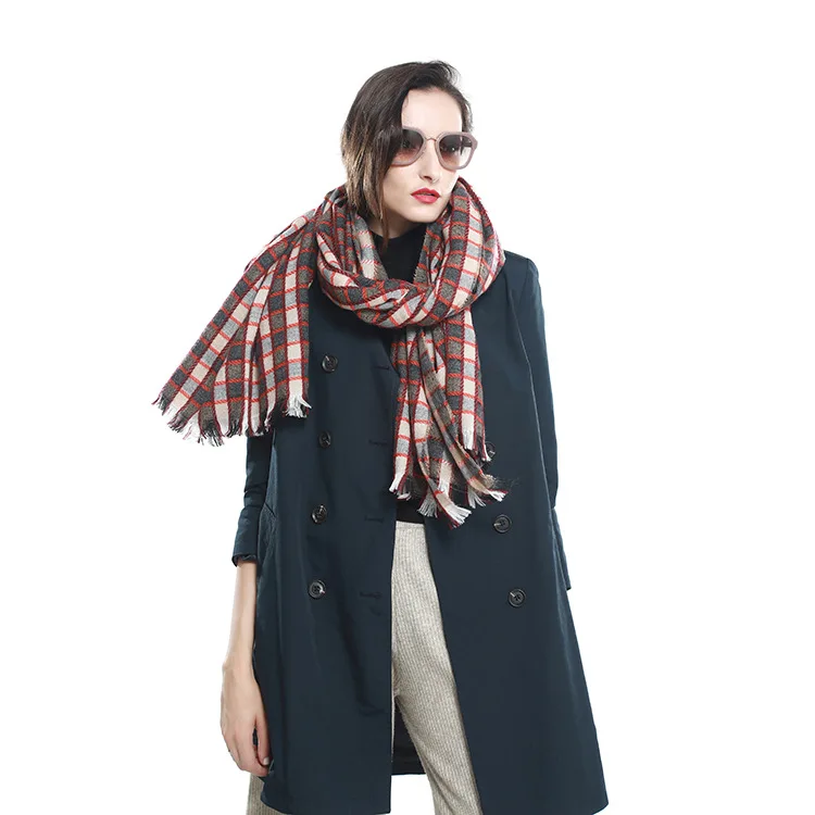 Yayue вязаный Горячий Новый маленький клетчатый длинный шарф японский