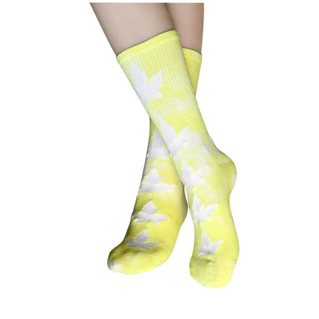 10 Pair Unisex Novelty Maple Leaf Tie-dye Skateboard Socks Cotton Harajuku Hiphop Stockings Sox Ethnic Couple Long Sock Meias | Женская