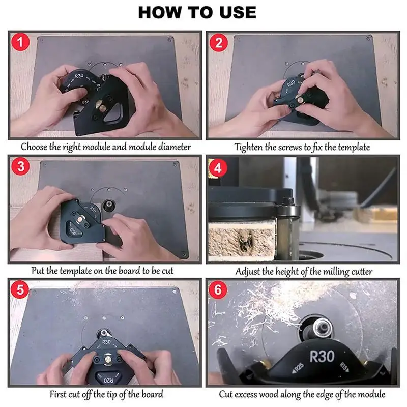 

8 in 1 Aluminum Alloy Corner Jig Template for Router/Trimmer R10 R15 R20 R30 T15 T20 T25 T30 Round Corner Radius Locator Jig