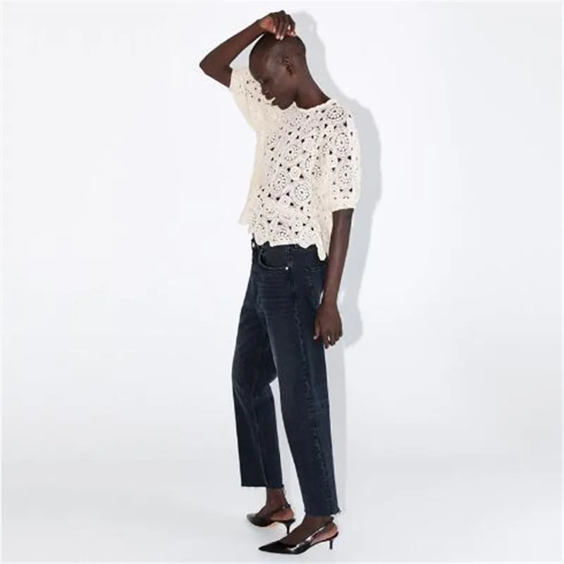 Женская блузка с коротким рукавом в стиле бохо прозрачные Рубашки Топы Летние