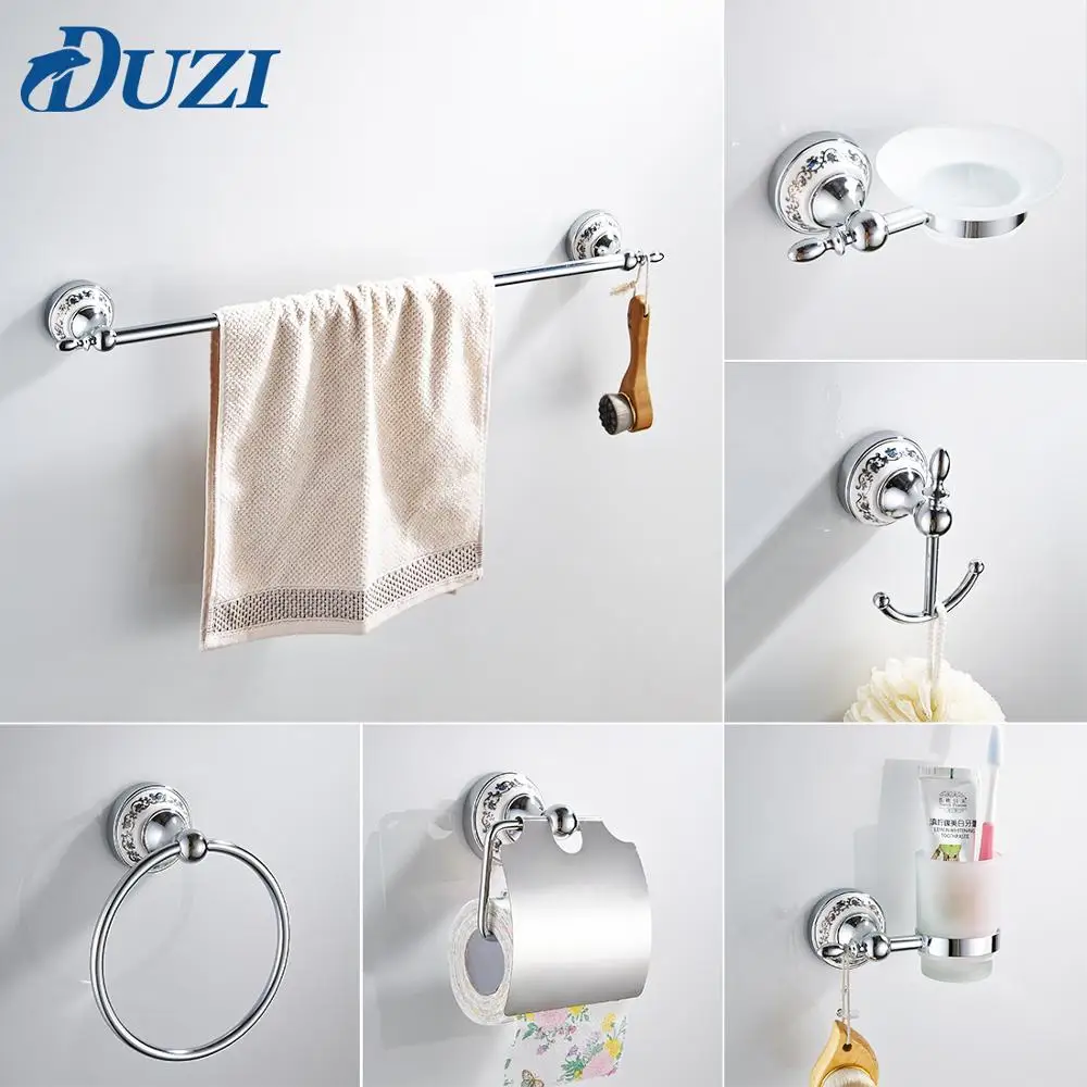 Набор аксессуаров для ванной комнаты DUZI хромированный из цинкового сплава -