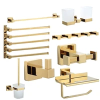 luxury golden bathroom brass hardware sets towel rack paper holder toilet brush holder towel holder hook row hook activity bar