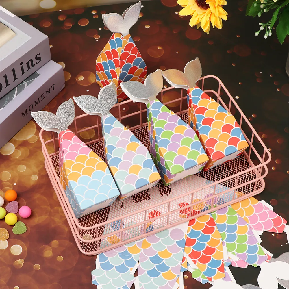 10 шт. коробка для конфет с изображением русалки сахара десертные сумки