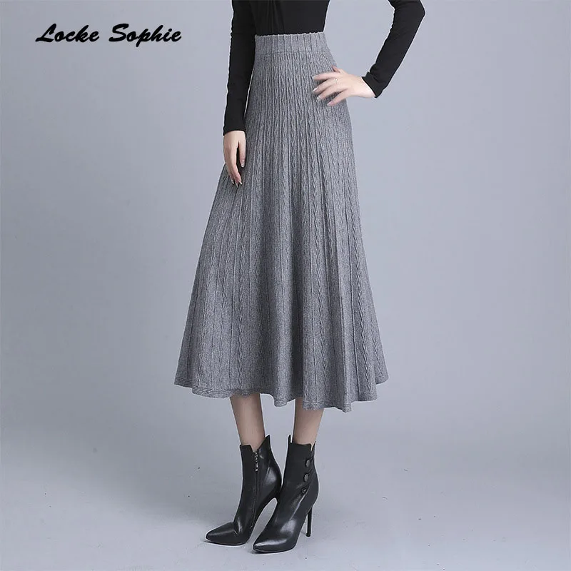 1 шт. Высокая талия для женщин размера плюс длинные трапециевидные юбки 2019 зимняя