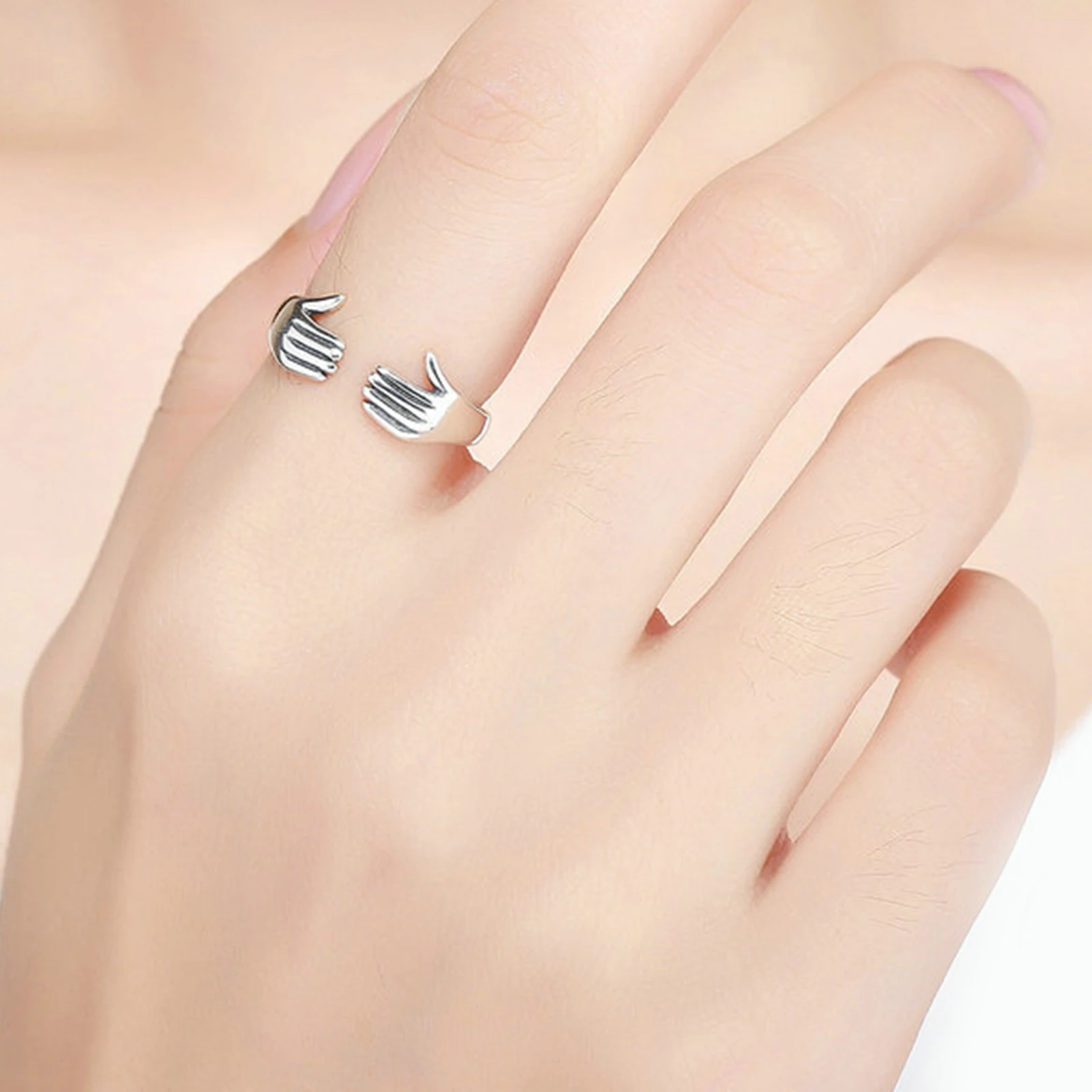 Женские регулируемые Открытые Кольца из стерлингового серебра двухслойные