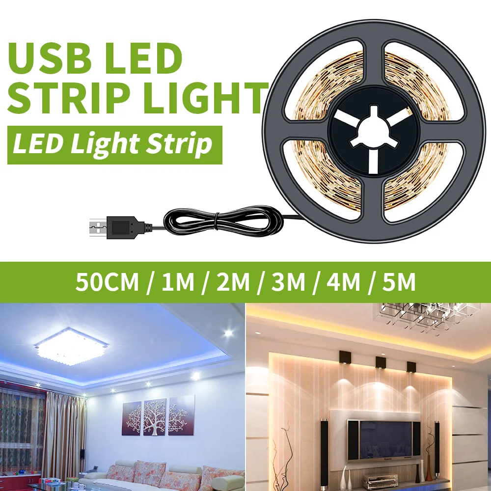 

Led Strip 5V Indoor Lighting 2835 SMD TV Backlight PC Led Light Strip Rope Light Ambient Lamp 1M 2M 3M 4M 5M светодиодная лента