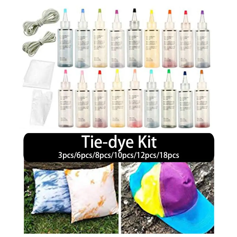 

18 Color Tie Dye Kit Non-toxic DIY Garment Graffiti Textile Paint Clothing One-step Tie Dye Pigment With Rubber Bands Glove