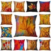 fall maple leaf pillow case cotton linen sofa cushion cover throw home sofa seat decor 18