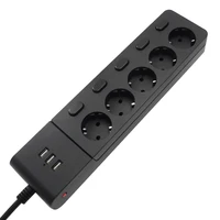 multiple power strip surge protection eu plug electrical extension sockets usb 5 way outlets independent switch control 2m cord