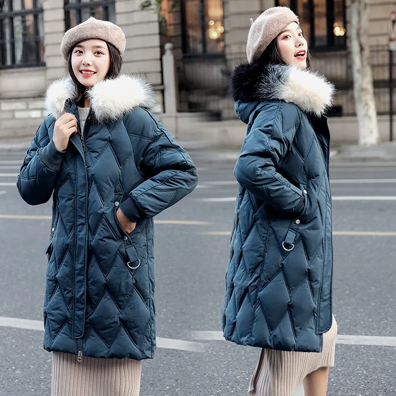 Abrigos Mujer Invierno 2019 Длинная зимняя куртка женская хлопковая с подкладкой Парка