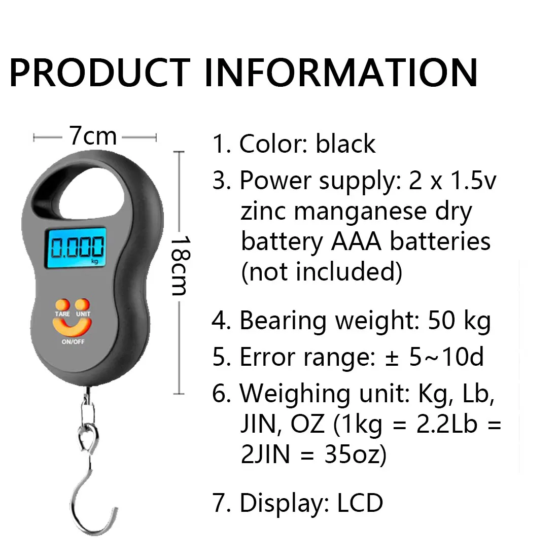 

Mini Digital Scale High Accuracy Backlight Electric Pocket Scale for Fishing Luggage Steelyard Hanging Hook Kitchen Weight Tool