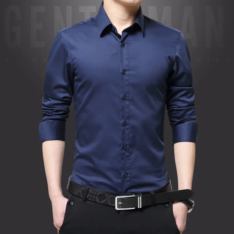 

2021 New Silk Shirt Men Satin Smooth Men Solid Tuxedo Business Shirt Men Casual Slim Fit Shiny Wedding Dress Shirts