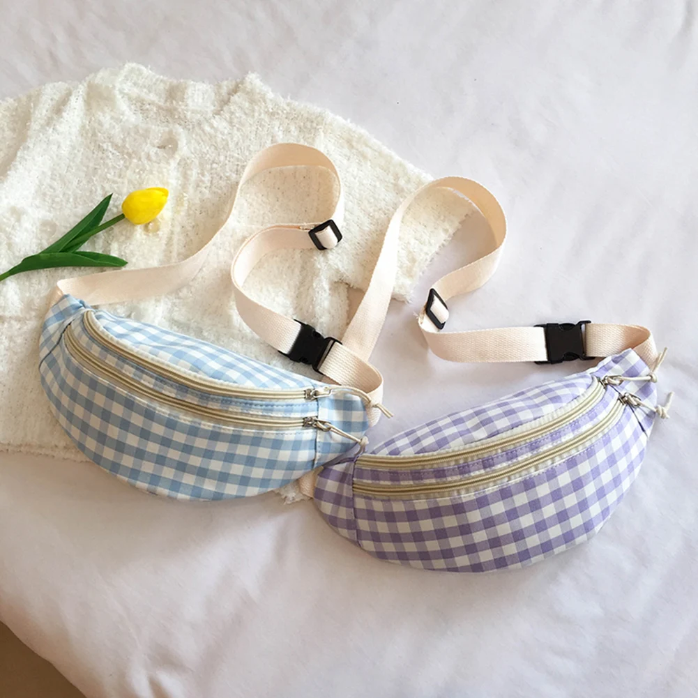 

Women Crossbody Bags Fashion Plaid Print Canvas Shoulder Bags Women Casual High Capacity Fanny Pack Handbags for Shopping