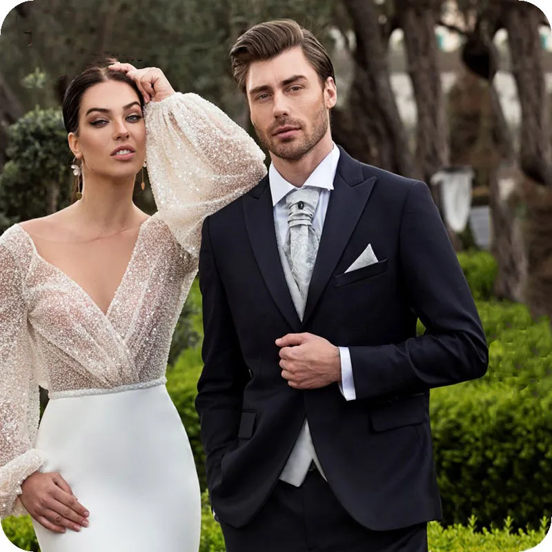 Темно-синие мужские свадебные костюмы мужской костюм черного цвета с острым