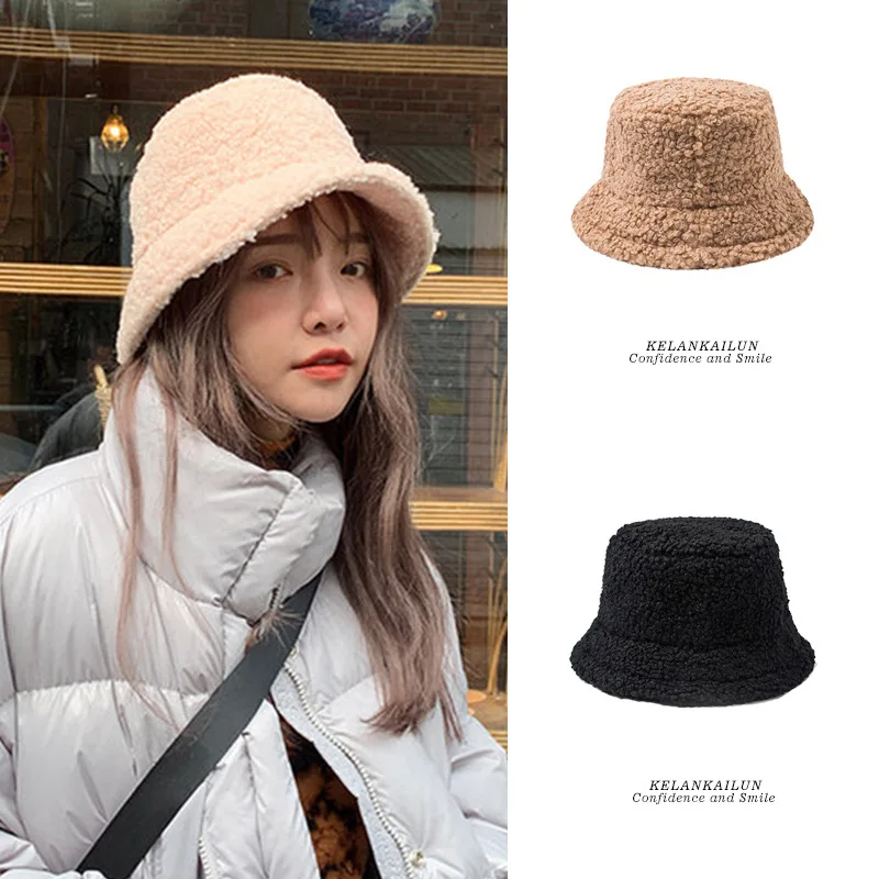 Autumn and Winter Lamb Plush Hat Female Tide Fisherma Retro Warm  Hat Femalen Hat Korean Thicken