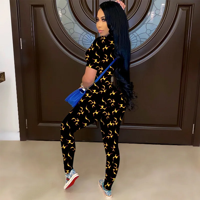 

ANJAMANOR Heart Leopard Print Short Sleeve Jumpsuit Women Clothes Spring Summer 2021 Lounge One Piece Outfit Active Wear D37EZ32