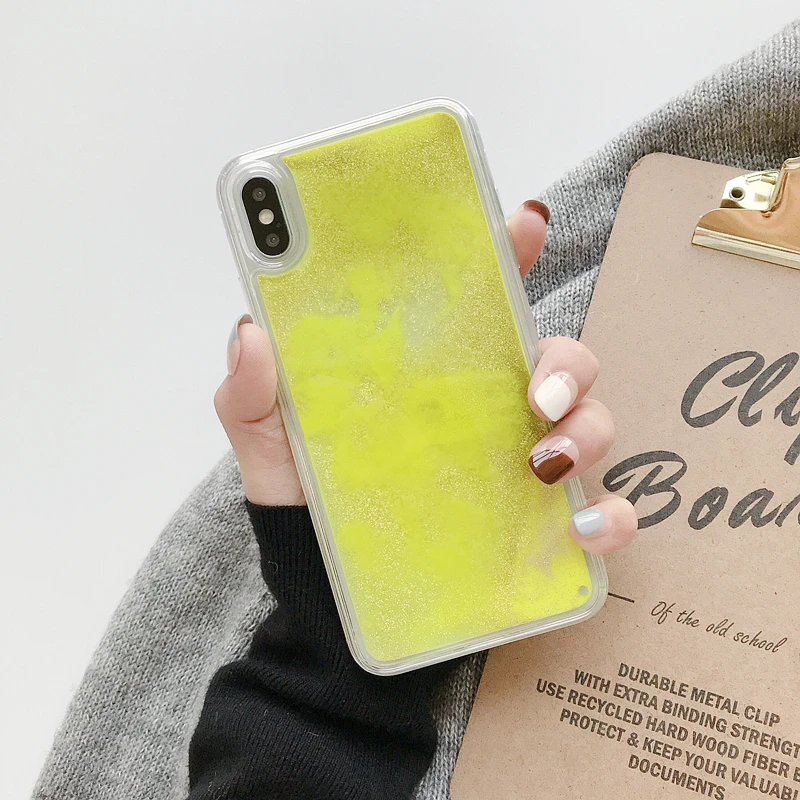 Quicksand Liquid Glitter Luminous Neon Sand Case For iphone 6 6S 7 8 Plus X XS 11 Pro MAX XR Back Cover Protective phone |