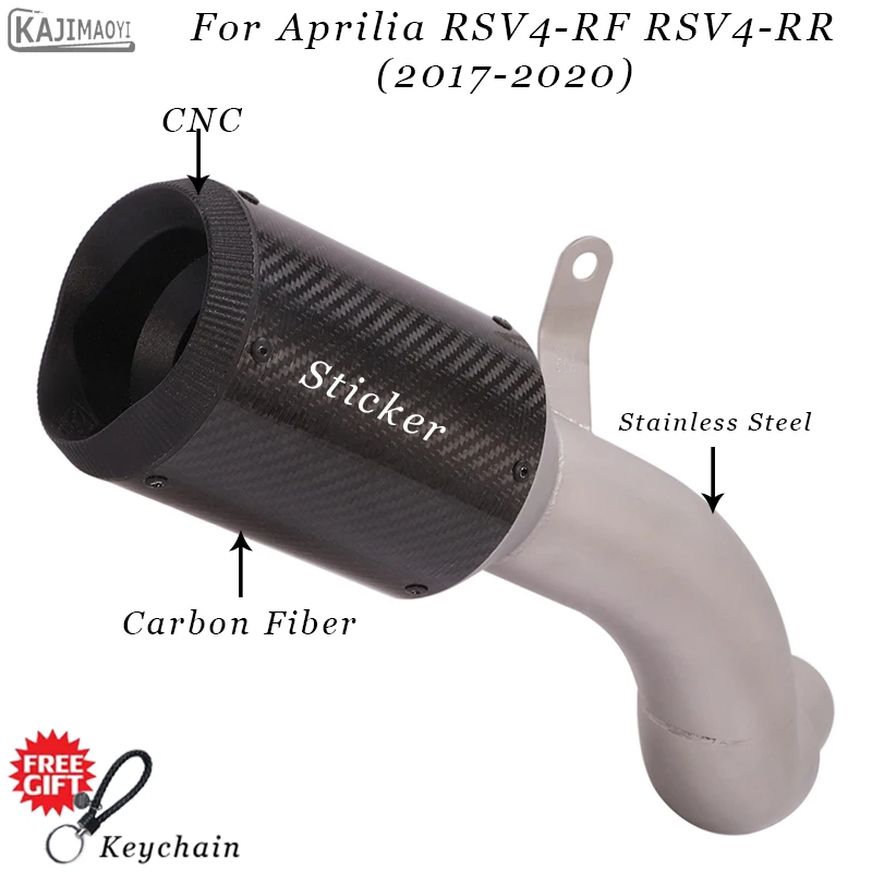 

Slip On For Aprilia RSV4 RF RR rsv4 2017 2018 2019 2020 Motorcycle Exhaust Escape Modified Middle Link Pipe Carbon Fiber Muffler