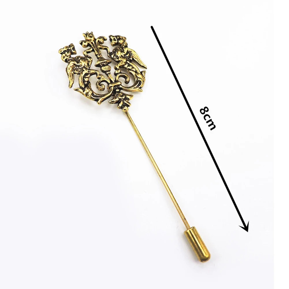 

New Retro Animal Double Lion Shield Brooch Fashion Men's Suit Shirt Collar Pin Needle Badge Lapel Pins and Brooches Jewelry