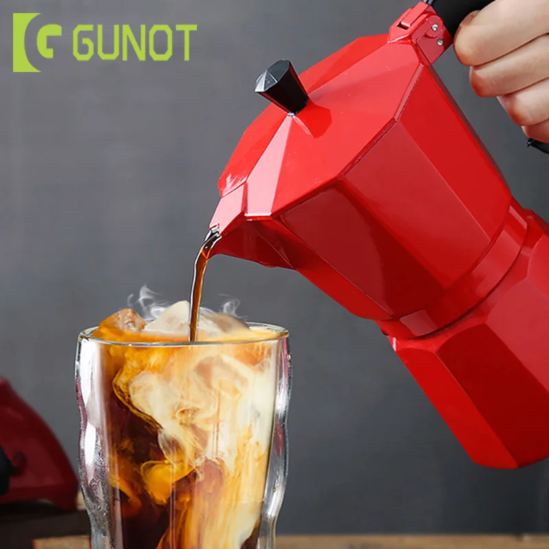 Кофеварка GUNOT, алюминиевый кофейник Mocha, кофейник для эспрессо, кофейник, кофейник для эспрессо, Кофеварка