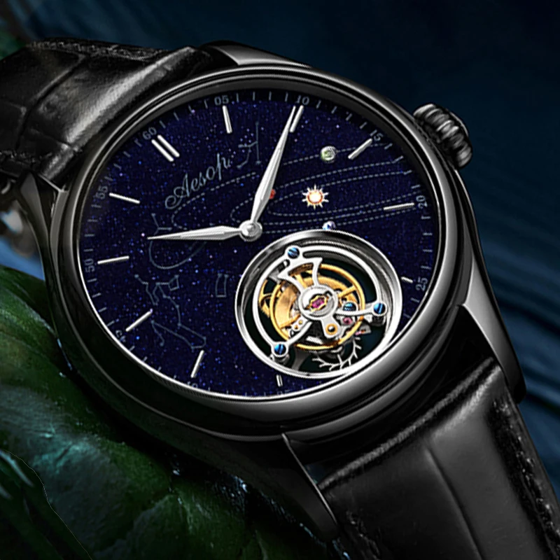 Tourbillon часы 100 м водонепроницаемые для мужчин Сапфир Водонепроницаемый Топ бренд