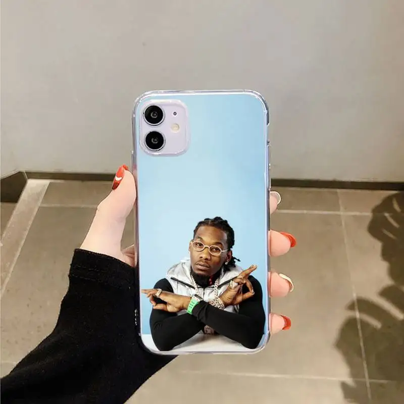 

Rapper Migos Quavo Takeoff Offset Phone Case Transparent for iPhone 6 7 8 11 12 s mini pro X XS XR MAX Plus