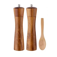 salt and pepper mill wood pepper shakers with strong adjustable ceramic grinder with spare ceramic rotor kitchen accessories