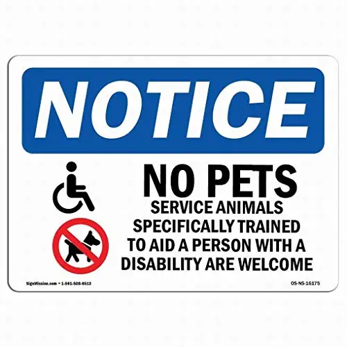 

Wall Signs Notice Warning Sign Decor 12x16 Tin Metal Signs OSHA Notice Signs - Notice No Pets Service Animals Allowed Sign Safe