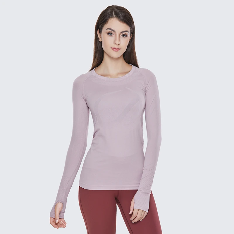 Smoky Blush09 SYROKAN женская спортивная футболка с длинным рукавом для бега бесшовная футболка для отдыха - Цвет: Smoky Blush09