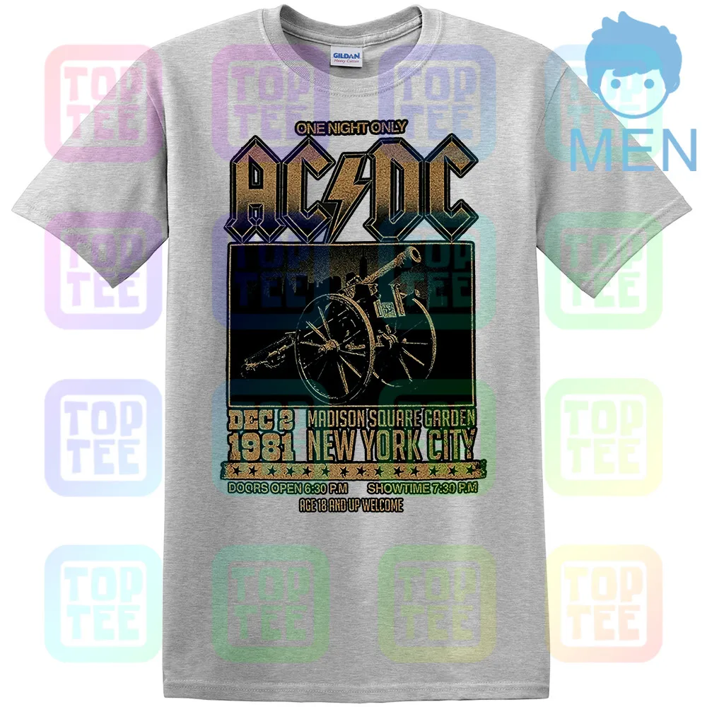 MEN-GRAY Официальный AC/DC Футболка Мэдисон Сквер Гарденс для тех, кто о рок Тур 1981 - Цвет: MEN-GRAY