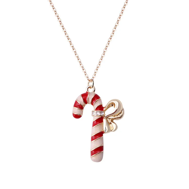 

Fashion Europe Best Selling Christmas Snow Cane Pendant Necklace Fine Jewelry