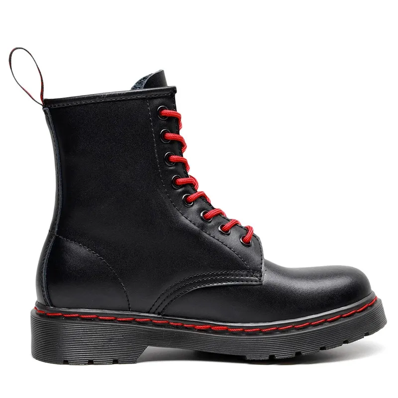MVVJKEmiddle boots women autumn soft leather red line British style couple short men trend locomotive | Обувь